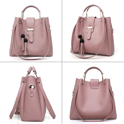 women 3pcs or set handbags pu leather shoulder bags casual tote bag tassel metal handle designer composite bags