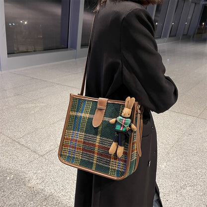 womens retro plaid crossbody fashion bag
