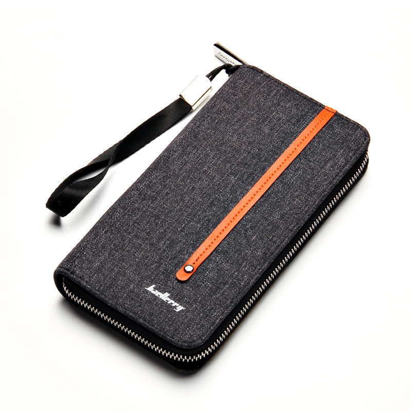 mens long wallet multi card canvas zipper clutch