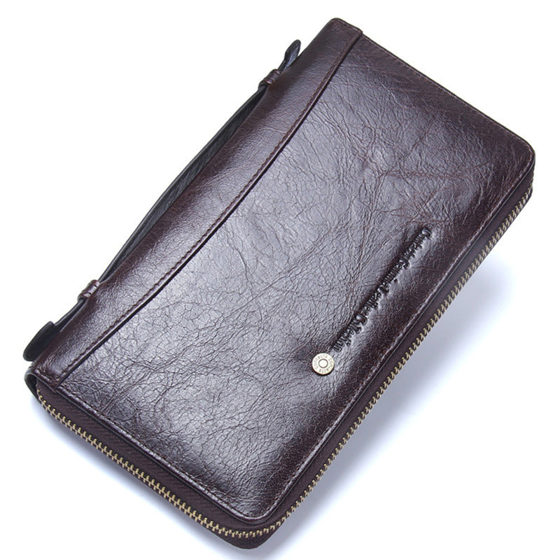 long top layer cowhide mens wallet multifunctional
