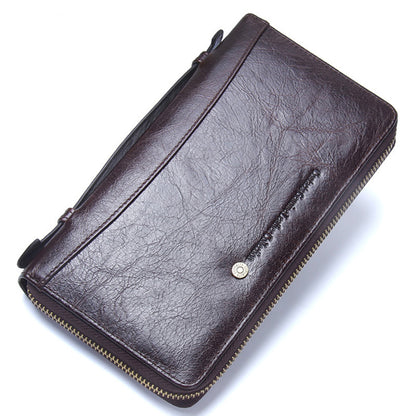 long top layer cowhide mens wallet multifunctional