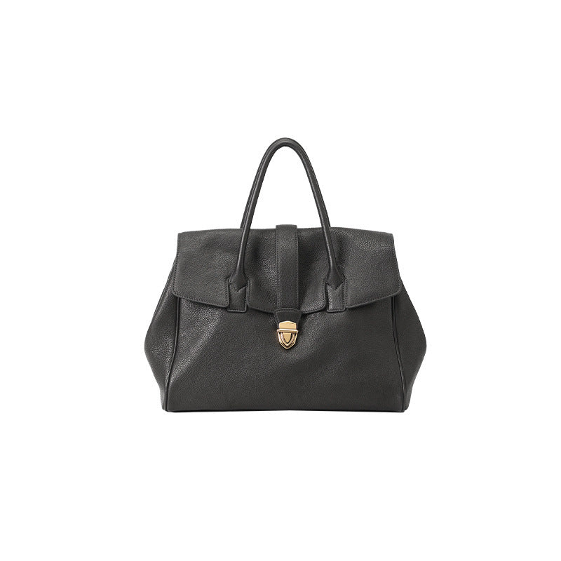 womens genuine leather retro large capacity commuter first layer vegetable tanned bag