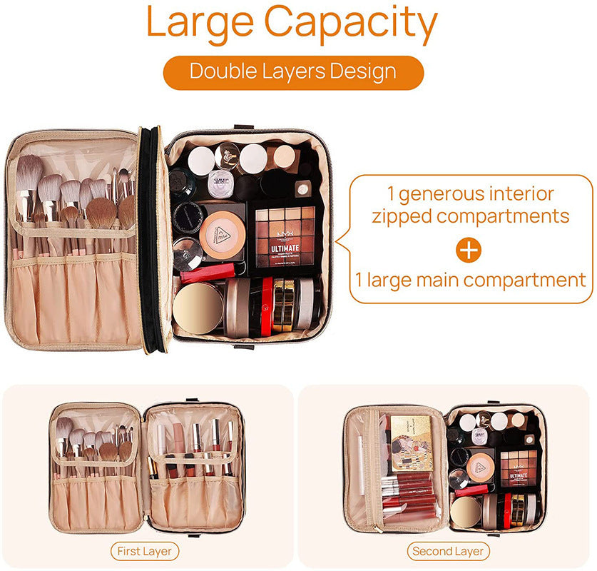 double layer ladys skin care products cosmetic makeup brush separated storage bag portable waterproof portable cosmetic bag wholesale