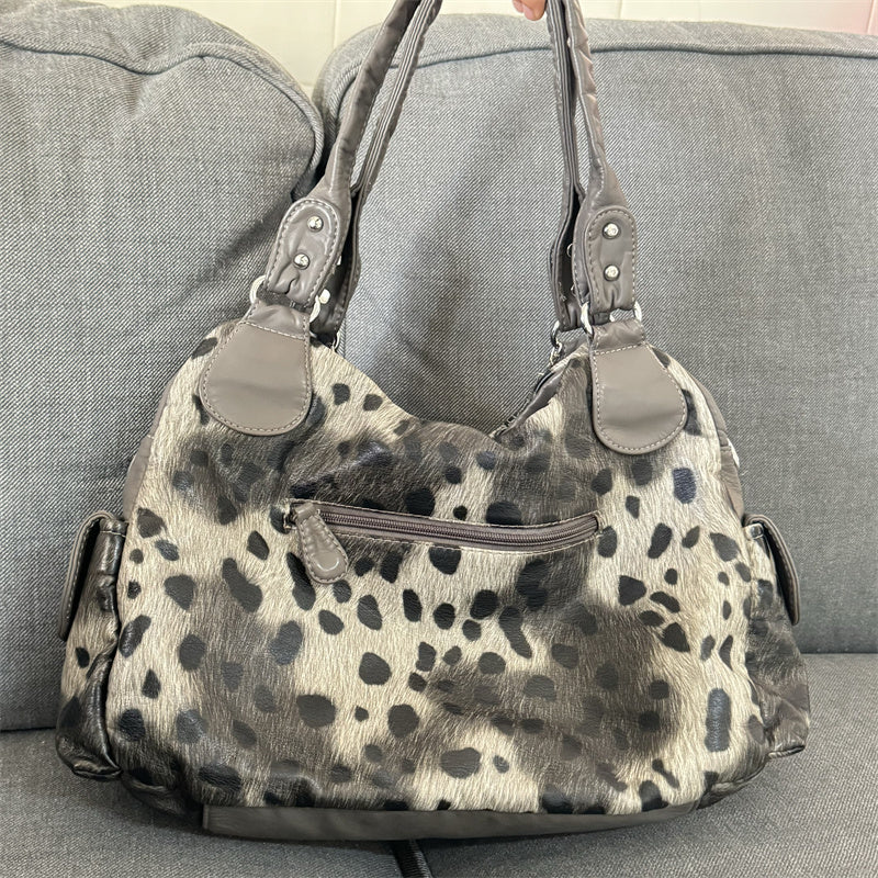 leopard print subculture retro hand held shoulder crossbody bag