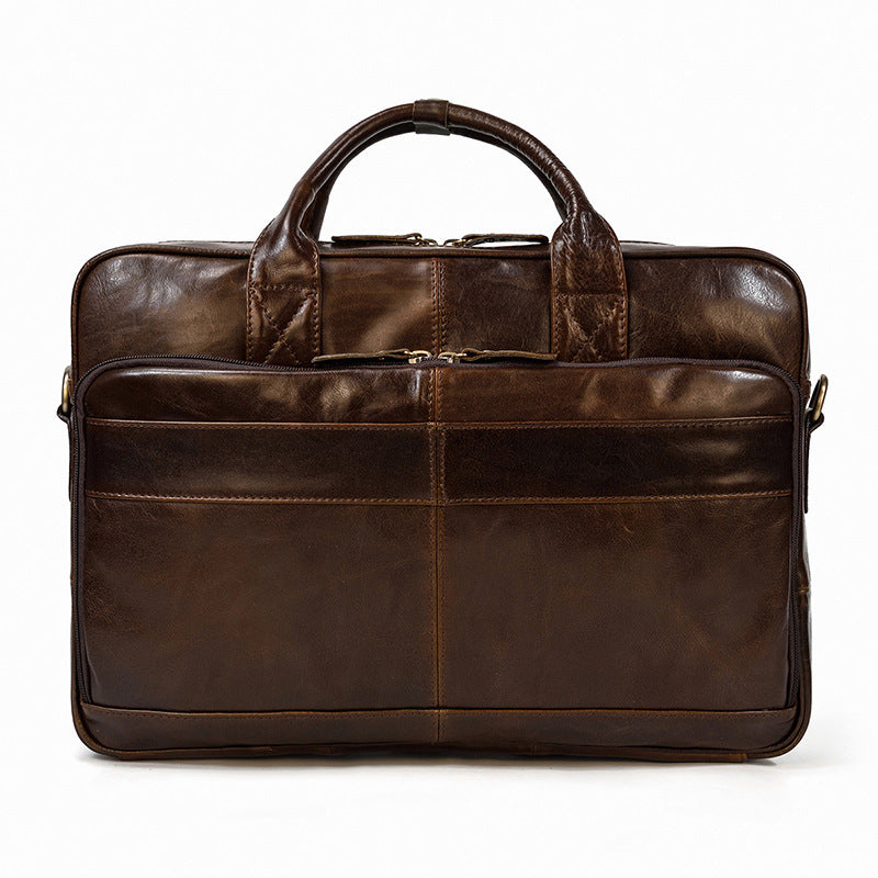 mens first layer cowhide portable briefcase