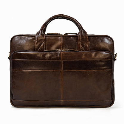 mens first layer cowhide portable briefcase