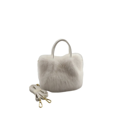 womens fox fur style tote bag