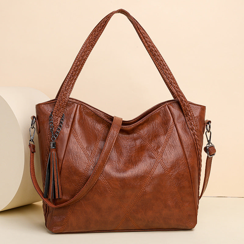 Womens Soft-leather High-capacity Tote Bagcasual Minimalist And Versatile