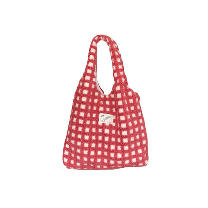 waffle-flannel-bag-tote-bag-large-capacity-commute-minimalist-student-class-bag