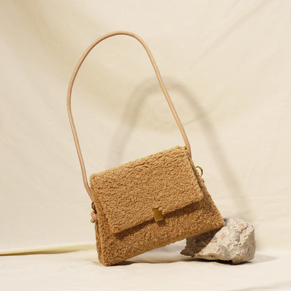 new faux lamb wool double crossbody shoulder armpit bag winter