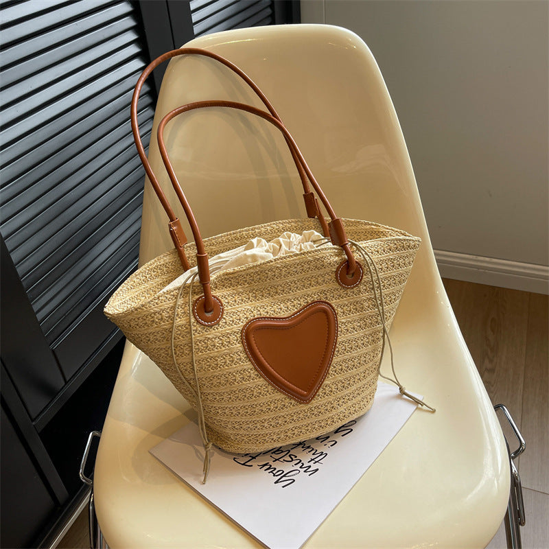 womens simple straw tote bag