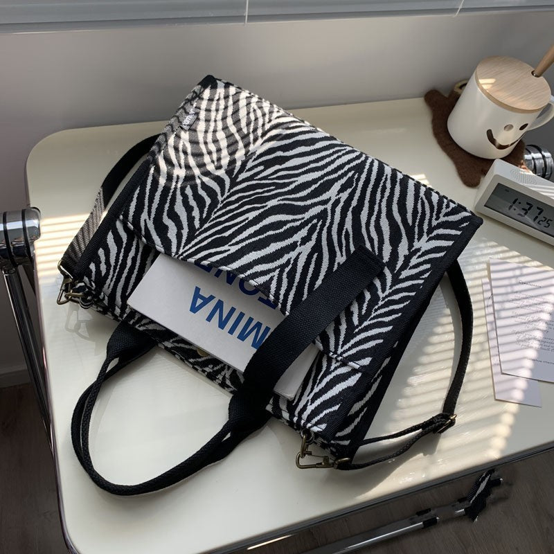 thickened zebra twill canvas bag handheld