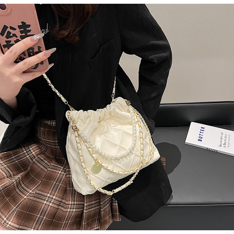 womens bag popular niche texture garbage rhombus pu hand