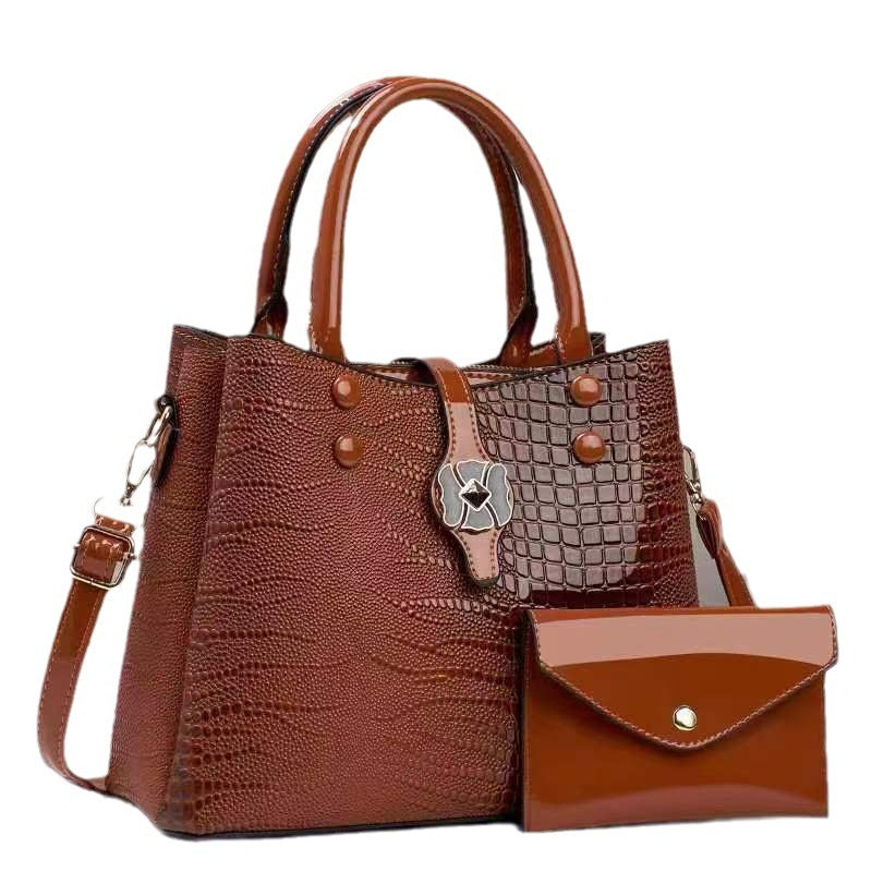 womens fashion large capacity soft leather crocodile pattern casual bag