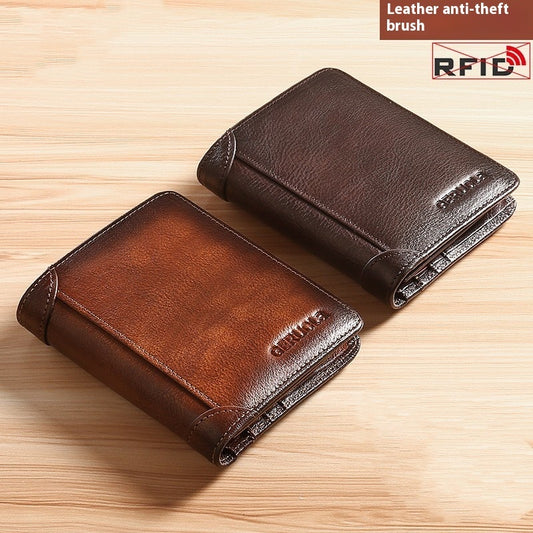 genuine leather anti theft swiping ultra thin cheng e wallet