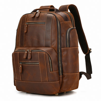 retro mens backpack cowhide large capacity 15 inch computer bag