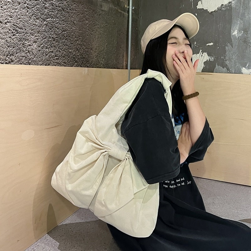 large-capacity-bow-shoulder-underarm-tote-bag-washed-denim-canvas-bag