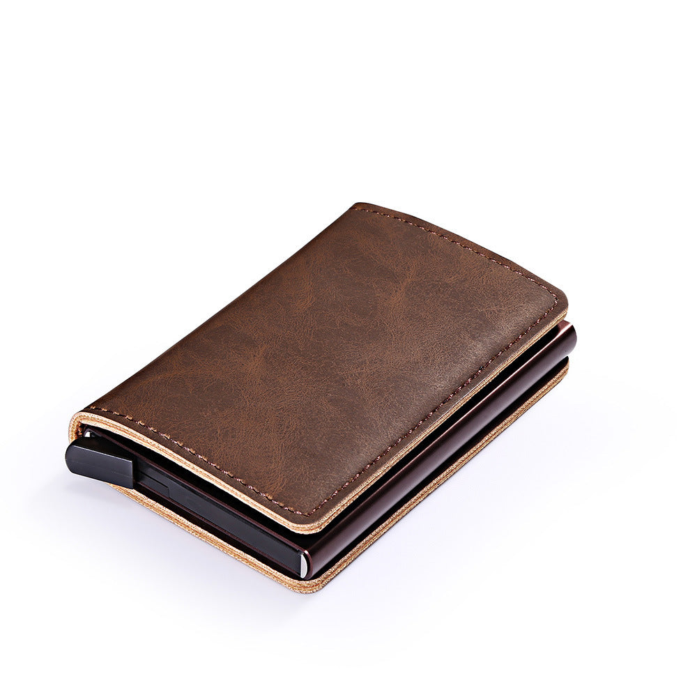 rifd security and anti theft automatic leather card case