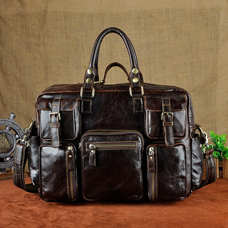 first layer cowhide mens 16 inch large capacity briefcase