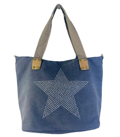 popular canvas printed five pointed star handbag