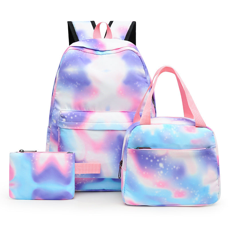 three piece girl starry sky graffiti printing primary school student schoolbag lightweight waterproof backpack