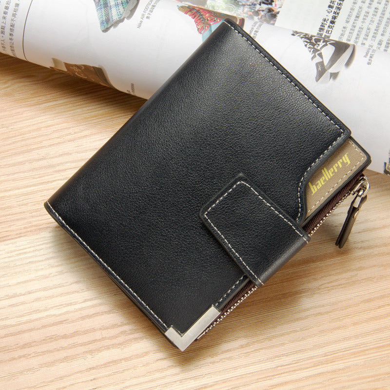 mens wallet multi function wallet with zipper buckle tri fold coin purse