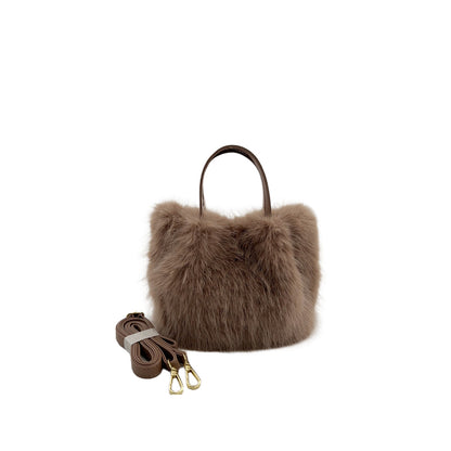 womens fox fur style tote bag