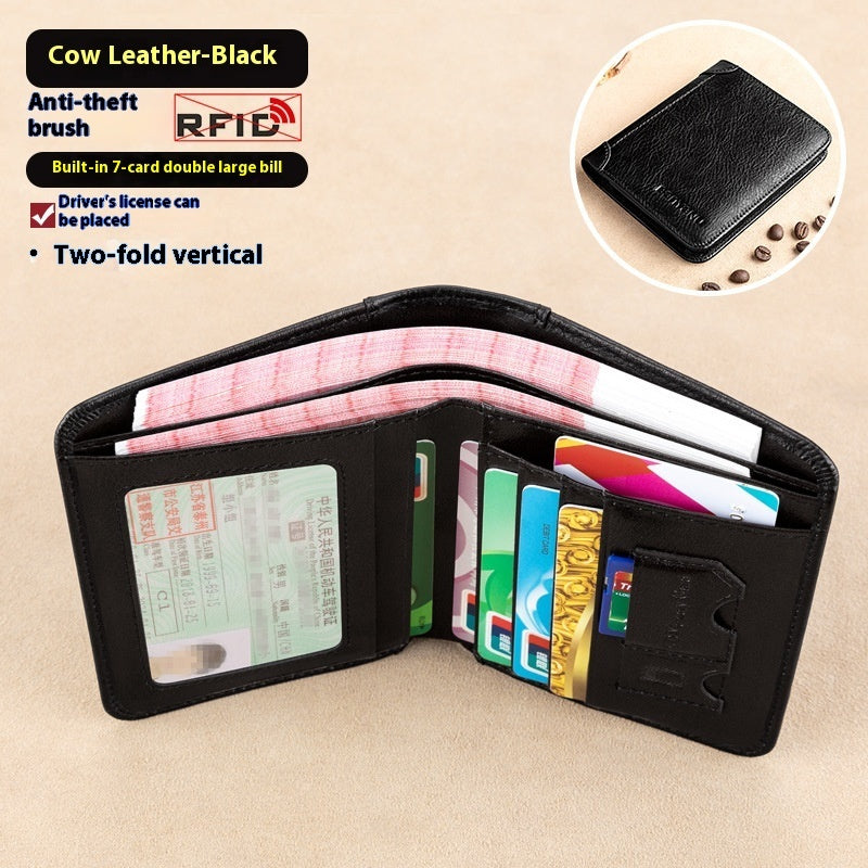 mens wallet rfid anti theft swiping ultra thin first layer cowhide