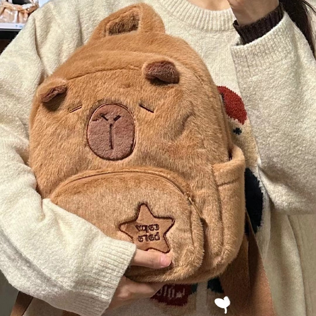 capybara plush large capacity cute little backpack