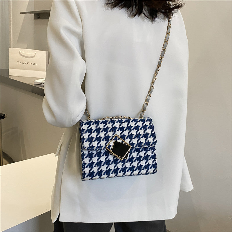 girly woolen cloth woven crossbody small square bag