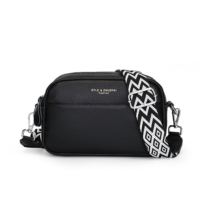 fashion simple shoulder messenger bag top layer cowhide small square bag