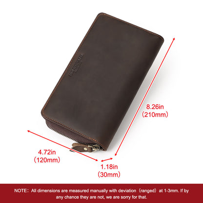 first layer cowhide vintage zipper multiple card slots genuine leather wallet