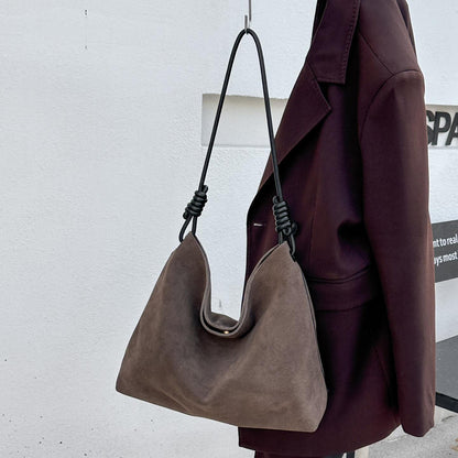 Luxury Vintage Suede Leather Large-Capacity Shoulder Bag