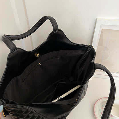 large capacity versatile rhombus black bag shoulder