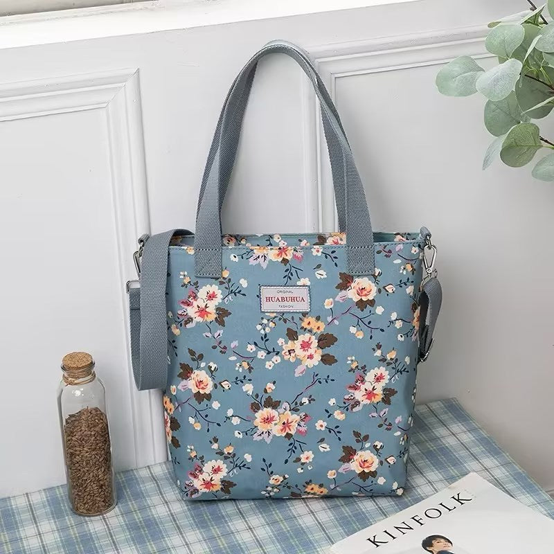 versatile large capacity floral canvas crossbody shoulder bag