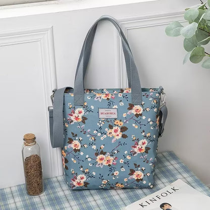 versatile large capacity floral canvas crossbody shoulder bag