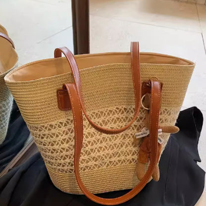 tote seaside large capacity woven shoulder bag rattan woven