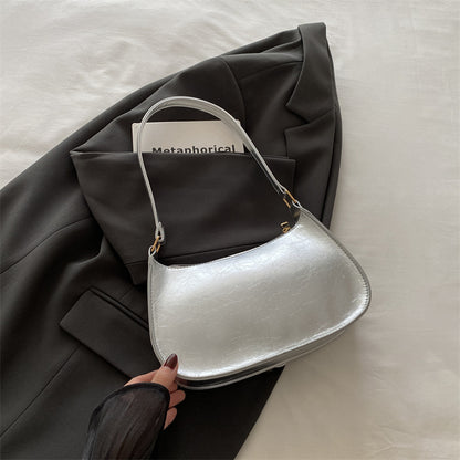 fashion underarm bag retro simple textured one shoulder bag