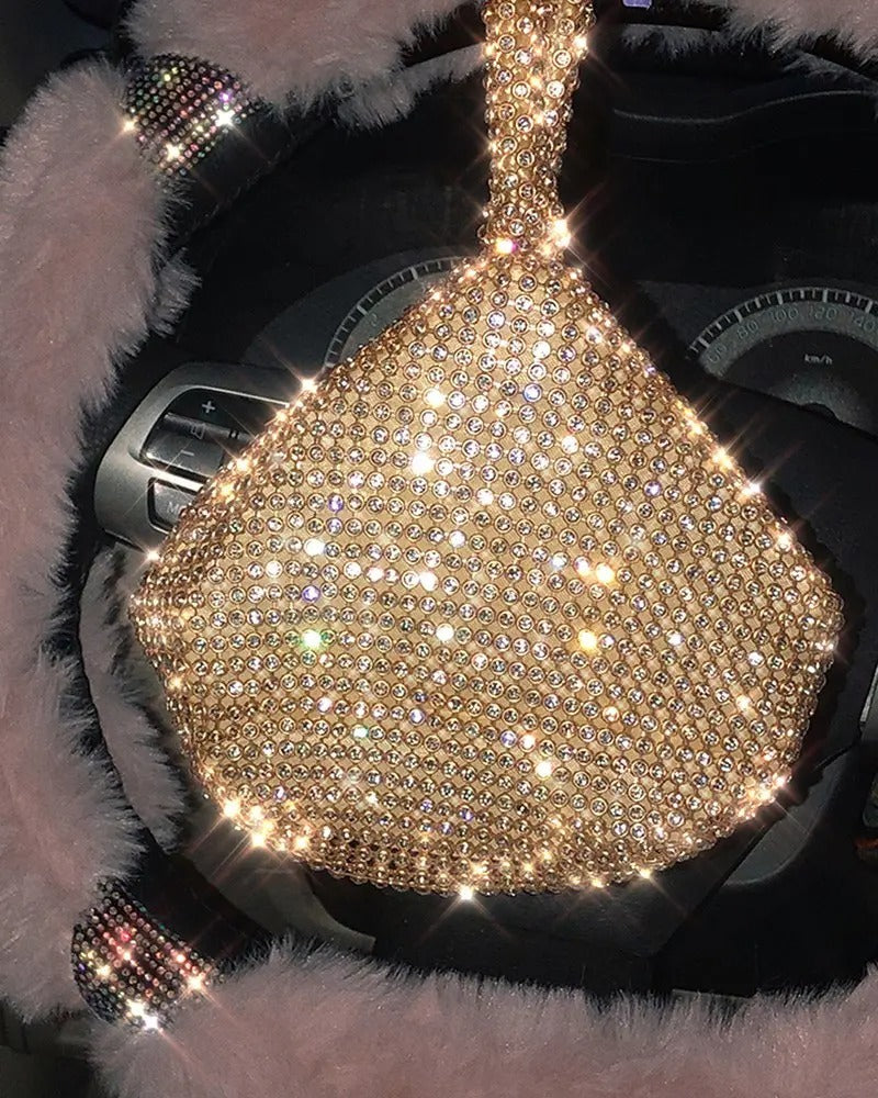 diamond triangle rhinestone round dinner bag