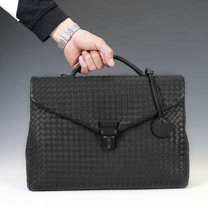 mens briefcase casual flap weave business