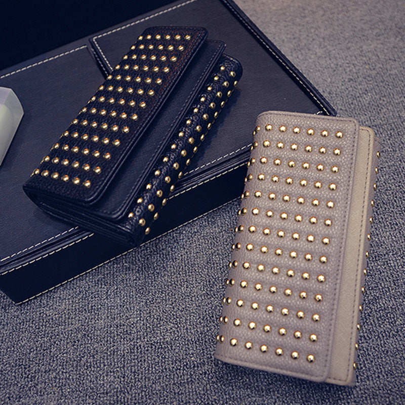 womens rivet three fold wallet