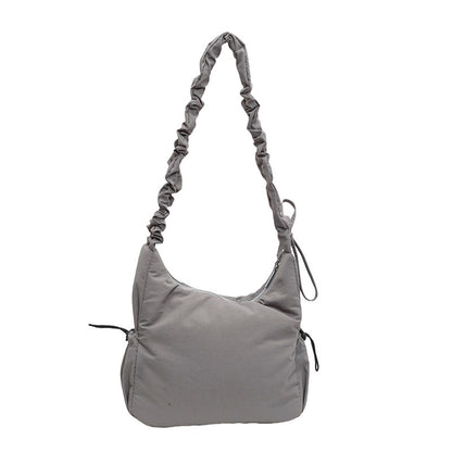 womens drawstring ruffle cloud portable shoulder messenger bag
