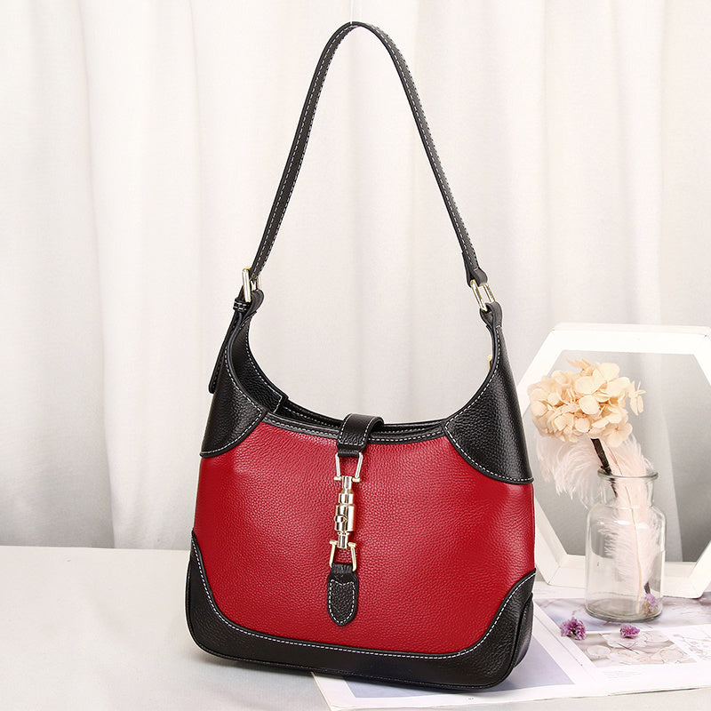 leather shoulder small female cowhide soft leather armpit bag