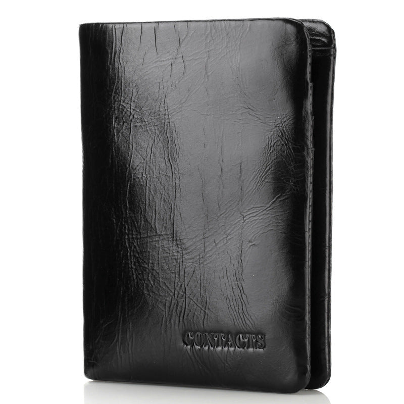 genuine leather mens wallet fashion oil wax leather