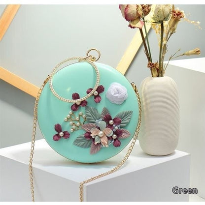 cross border flower dinner stylish round banquet handbag