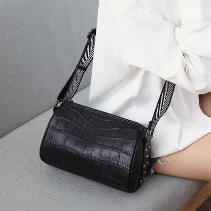 leather shoulder wide strap casual messenger bag