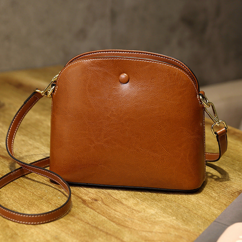 niche female leather one shoulder crossbody bag