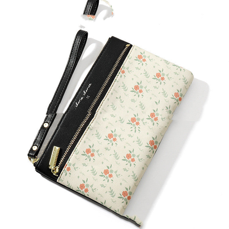 womens long wallet korean style large capacity hand zipper bag floral leather long purses and handbags women bags