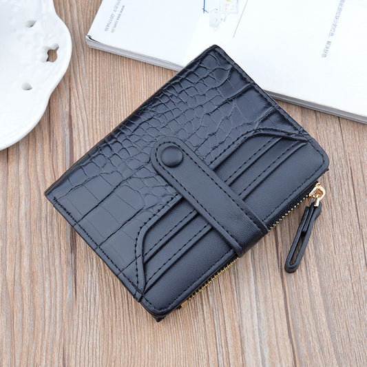 fashion zipper hasp leather wallet card holder