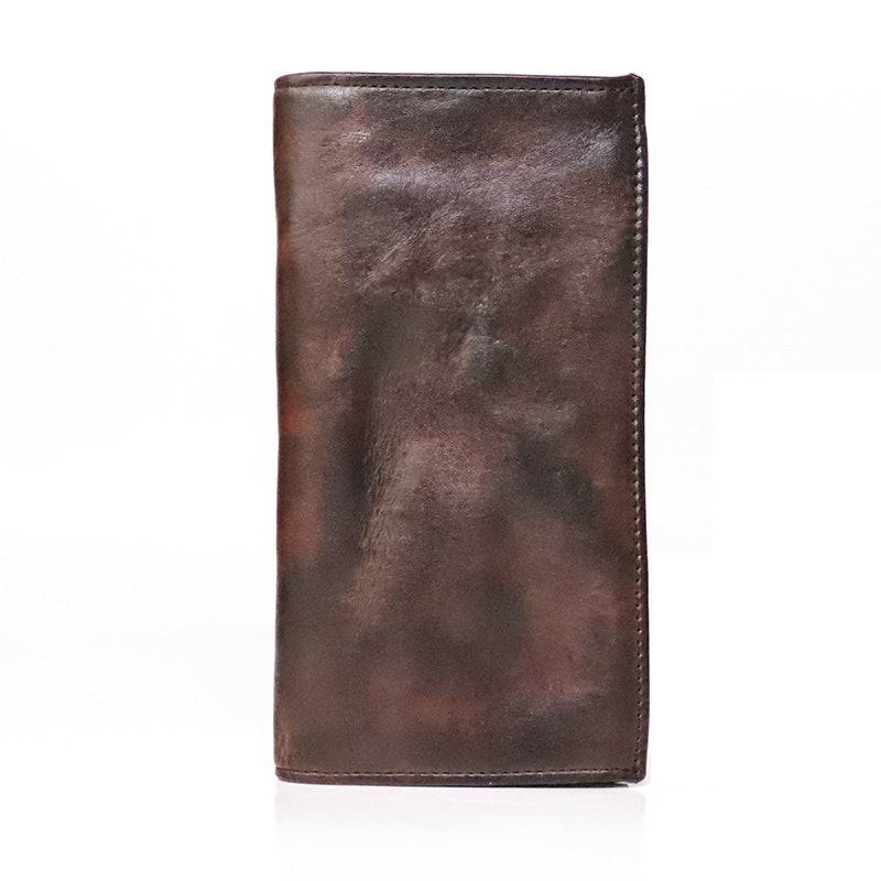 handmade old pleated long wallet men